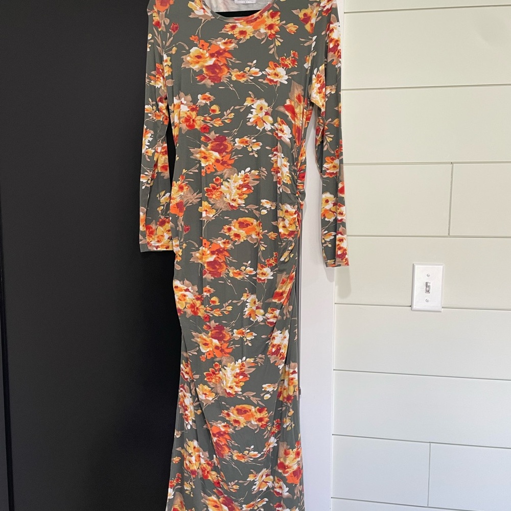 Maternity Floral Long Sleeve Dress